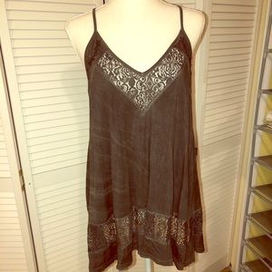 POL grey detail long racer back tank top